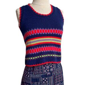 70s vintage striped sweater vest preppy sleeveless tank top Grand Knitwear.